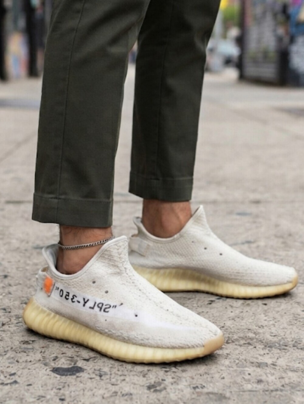 Off White x Yeezy Adidas Custom Boost 350" v2 Athletic Sneakers shoes sz 7